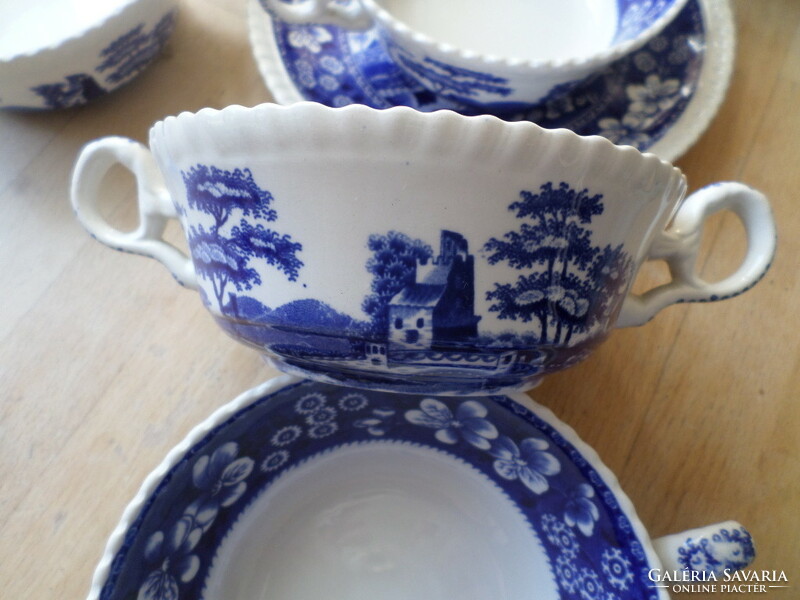 6 English copeland spode porcelain soup cups