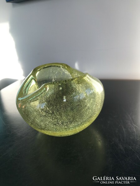Csodás sárga fátyolüveg, karcagi, repesztett üveg, kraklé üveg (302)