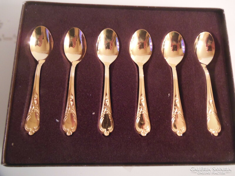 Spoon - 6 pcs - 23 k - Solingen - gilded + Rococo - 11 x 2.5 cm - unopened