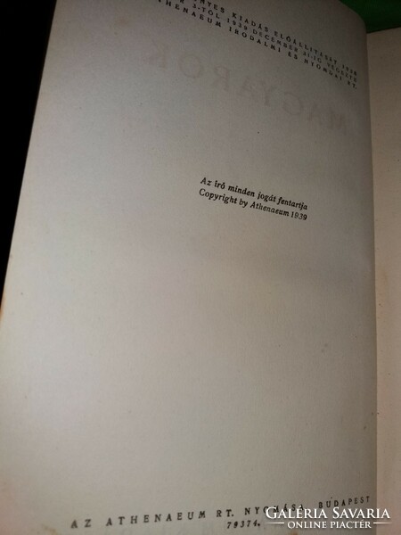1939. Móricz Zsigmond :MAGYAROK elbeszélések könyv a képek szerint Athenaeum