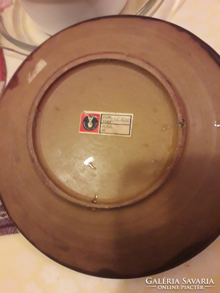 Juried numbered brown patterned industrial art bowl 27 cm.