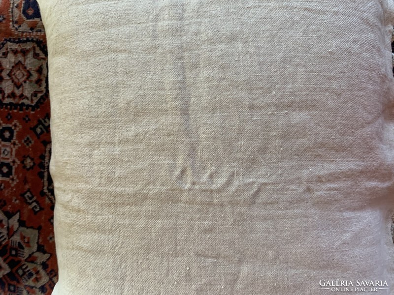 Linen pillowcase embroidered with wonderful rust brown color