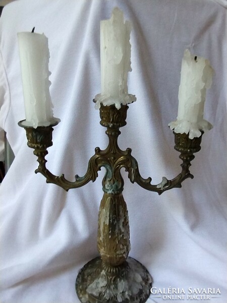 Antique copper candle holder