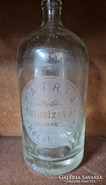 Old soda bottle, patria sikvíz factory with the inscription Kecskemét without a head