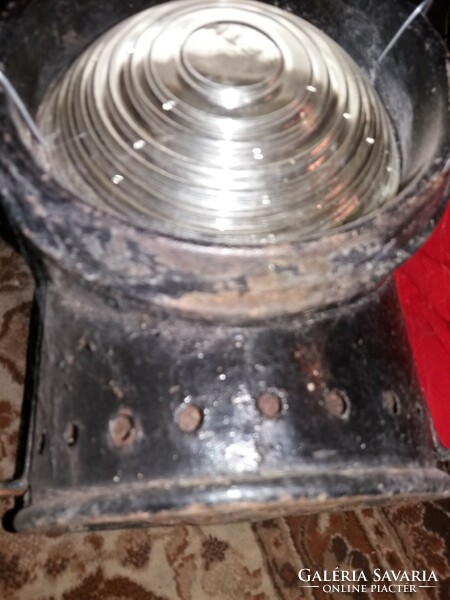Antik MÁV vasutaslámpa mozdonyra akasztható jelző petróleumlámpa bakterlámpa állapot képek szerint