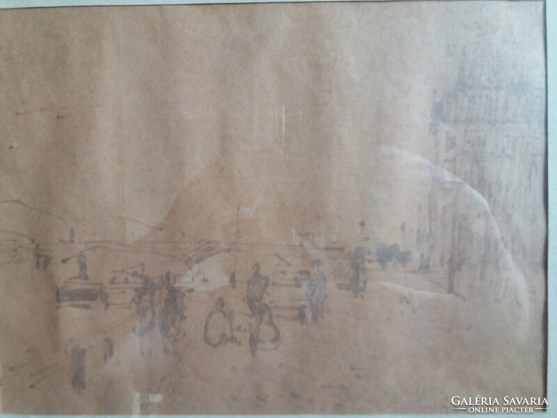 BOD LÁSZLÓ (1920 - 2001) festmény kép SZEGED Stefánia Tisza part vegyes technika a képek szerint