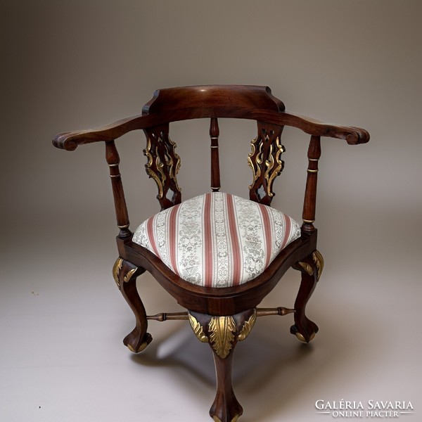 Corner chippendale style corner chairs in a pair - style armchairs made of mahogany wood