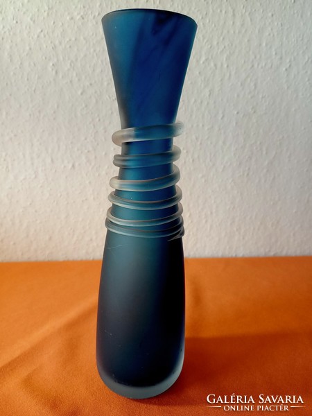 Blue sandblasted Murano glass vase