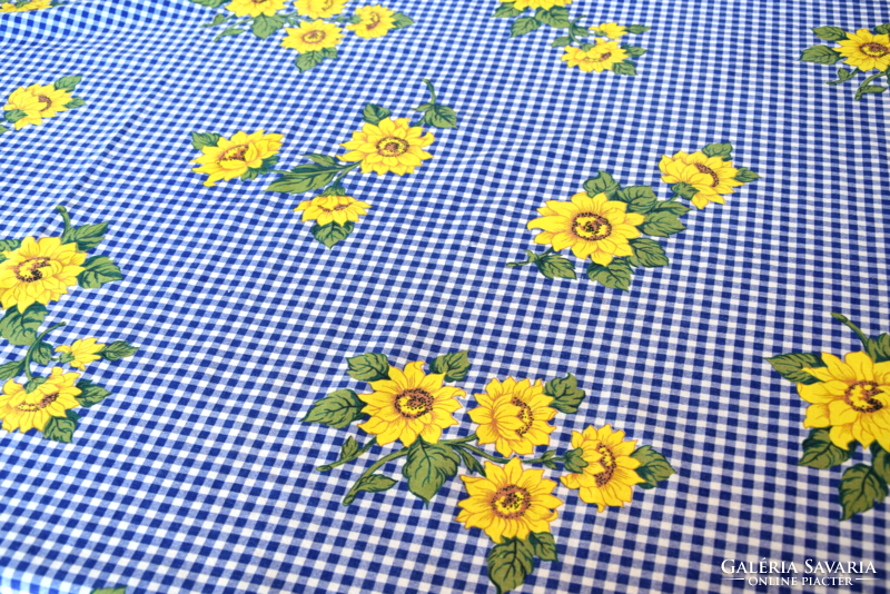 Old painted tablecloth cotton table cloth tablecloth cheerful sunflower flower large size for garden 182 x 143