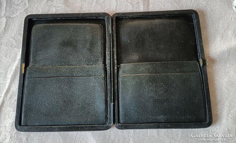 Antique genuine leather wallet with silver decoration