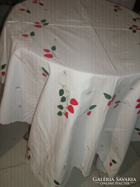 Beautiful vintage sewn strawberry pattern tablecloth