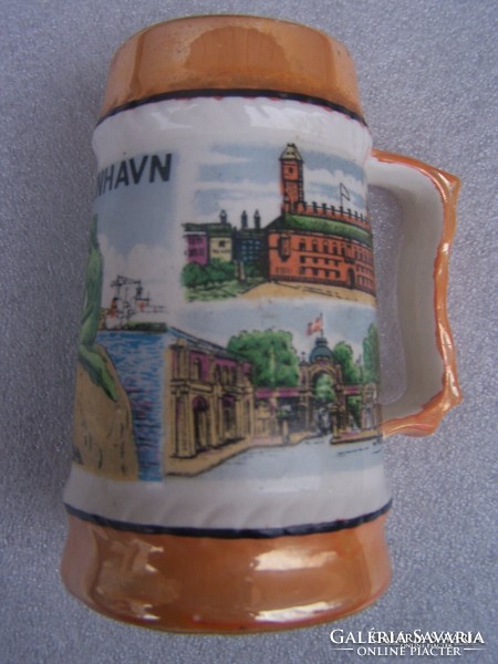 Copenhagen cup dimensions: 11 cm x 7 cm glazed earthenware. Flawless with Copenhagen motifs on the cover