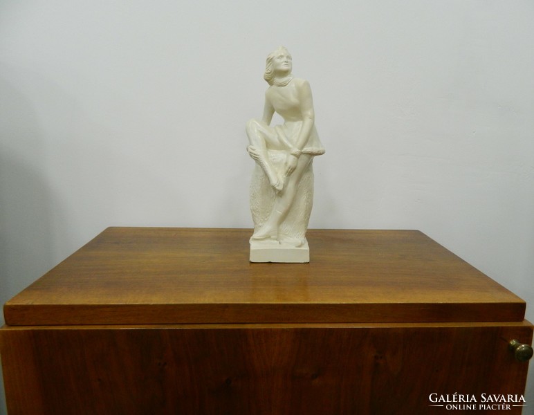 Marked Hungarian art deco female ceramic statue