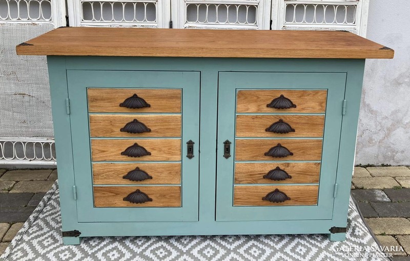 Rustic chest with fake drawers, which can be opened from the top and from the front, chest of drawers..
