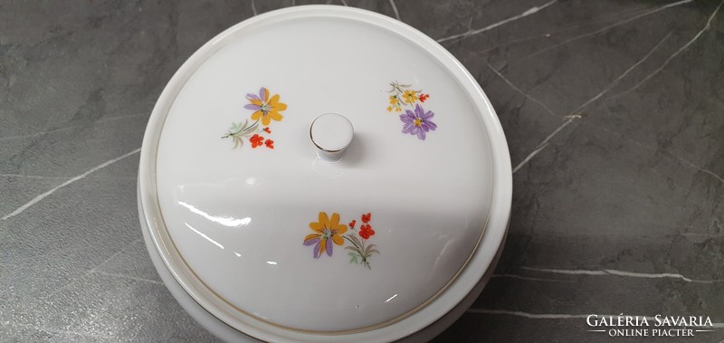 Old Hólloháza porcelain bonbonier with flower pattern