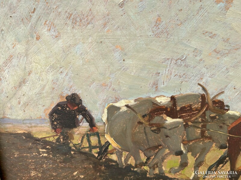 Lajos Zombory (1867-1933) ploughing