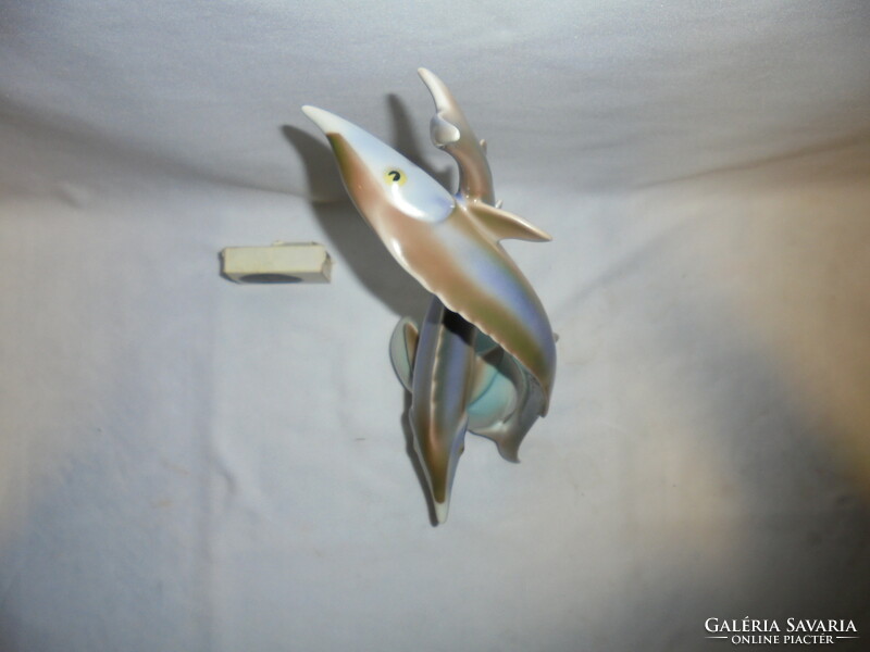 Hollóházi halak figura, nipp - kecsege pár - 23 cm