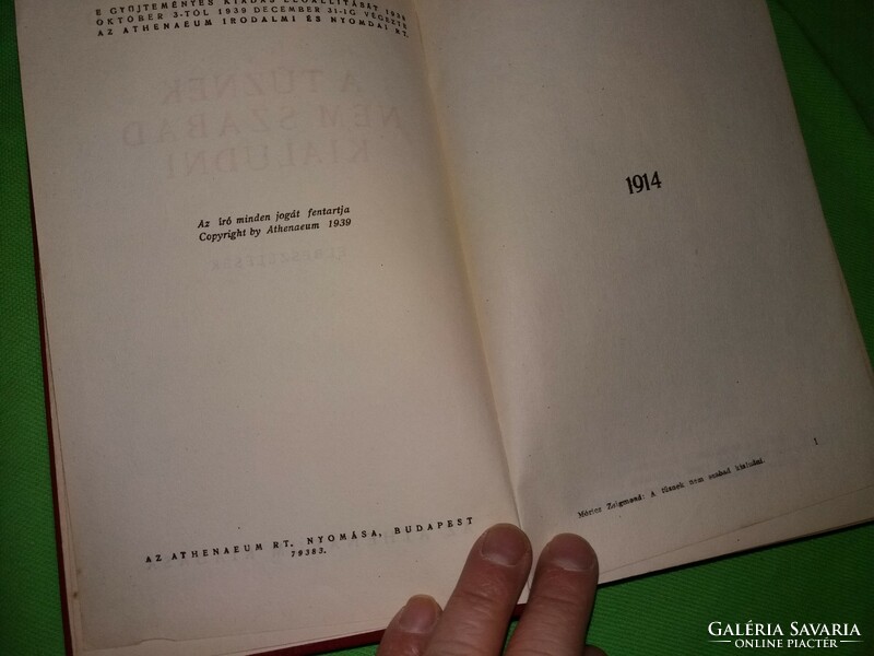 1939.Móricz Zsigmond :A tűznek nem szabad kialudni ELBESZÉLÉSEK regény könyv képek szerint Athenaeum