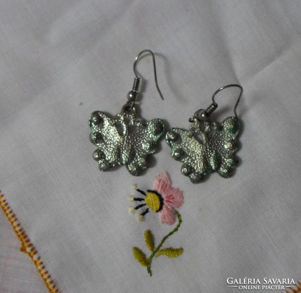 Bizsu necklace and earrings (green butterfly, set)