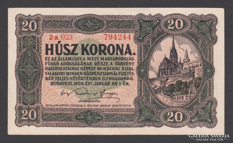 2db Korona 1920 (10 és 20) (VF-, EF)