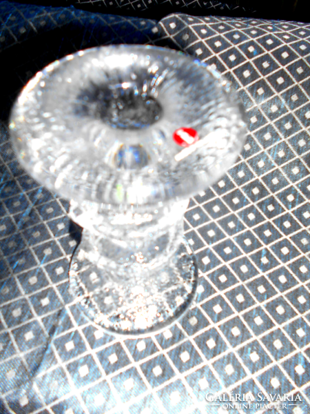Scandinavian glass marked candle holder (ice glass)