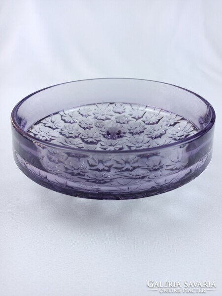 Purple glass centerpiece, offering - jiří brabec - sklo union, rosice 1969