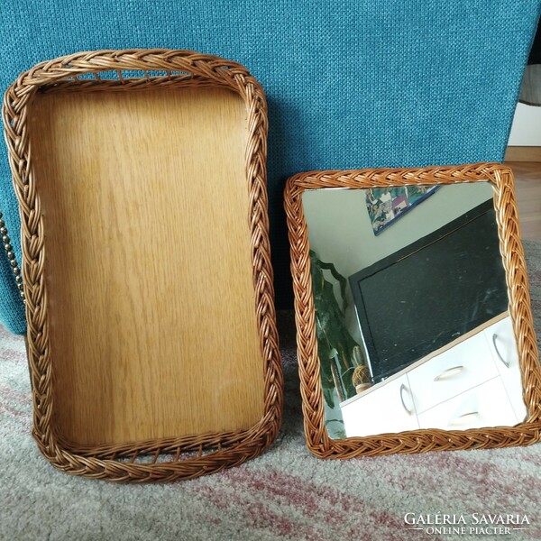 Comma mirror and tray with braided edges