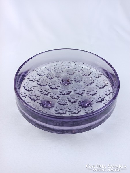 Purple glass centerpiece, offering - jiří brabec - sklo union, rosice 1969