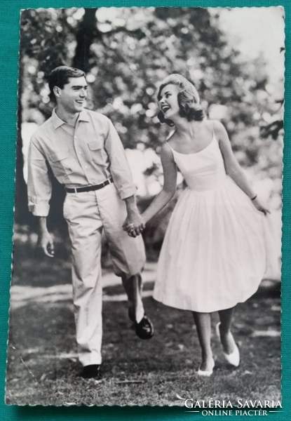 Old photo postcard, young couple