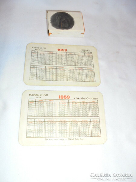 Két darab 1959-es kártyanaptár együtt - Takarékpénztár, Takarékszövetkezet
