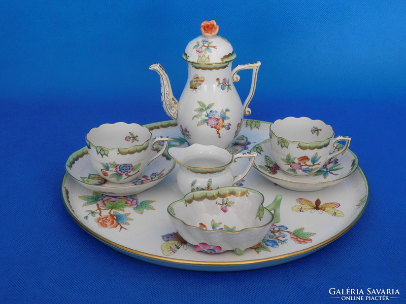 Herend 2-piece coffee set with Victoria pattern