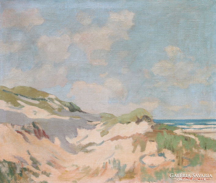 Coastal Dunes - Old Oil Painting, 1945