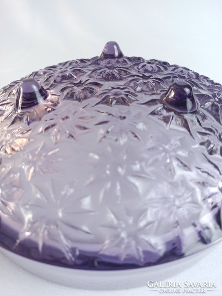 Purple glass centerpiece, offering - jiří brabec - sklo union, rosice 1969