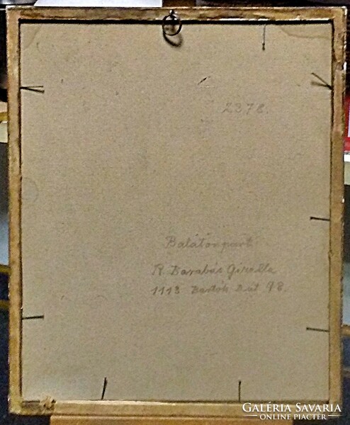 Festmény = R. Barabás Gizella : Balatonpart (akvarell, keretben,22 x 26,5 cm)