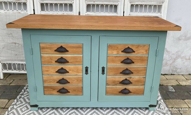 Rustic chest with fake drawers, which can be opened from the top and from the front, chest of drawers..