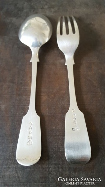 English silver-plated spoon and fork set