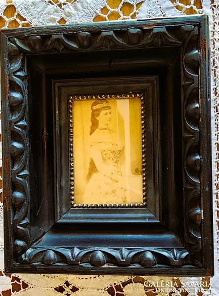 Queen Elizabeth Sissy original photo photo Habsburg ca 1860 ox-eye carved frame