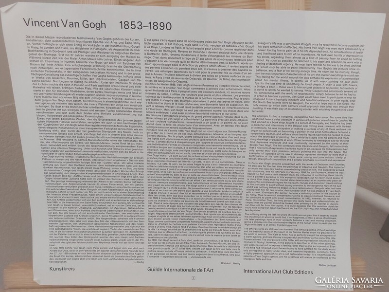 (K) International Art Club (1965) 5 db Van Gogh nyomat, reprodukció 35x43 cm