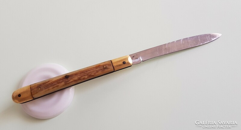 Old Bodnar bacon butcher knife with antler handle