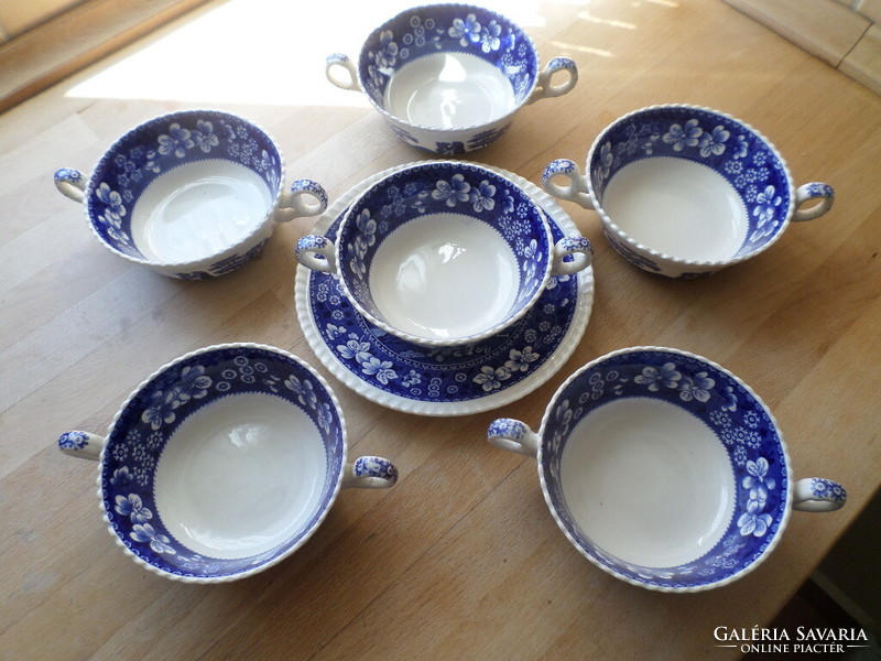 6 English copeland spode porcelain soup cups