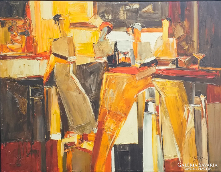 Yuri Tremler (1961 - ) Israeli painter: in a bar
