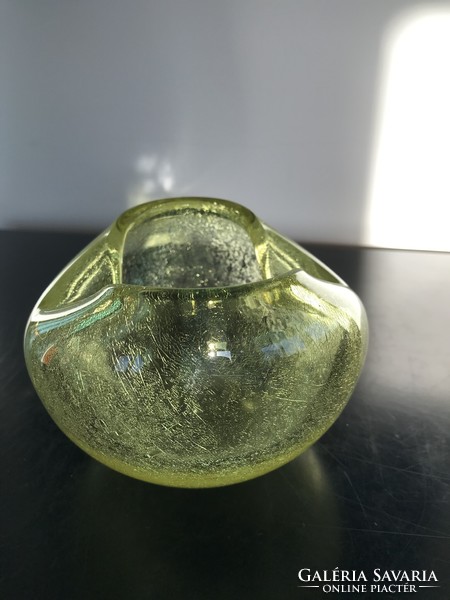 Csodás sárga fátyolüveg, karcagi, repesztett üveg, kraklé üveg (302)
