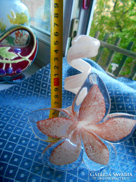 Muránói      üveg virág gyertyatartó -szép kézműves darab