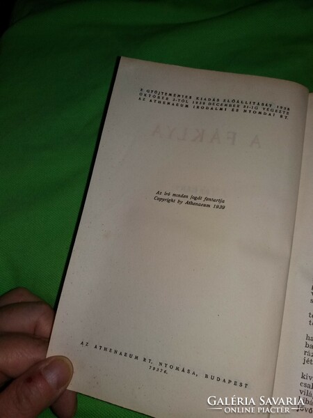 1939.Móricz Zsigmond :A fáklya regény könyv a képek szerint Athenaeum