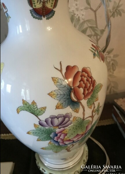 Herendi nagyméretű porcelán Viktória mintás lámpa, 72cm magas ernyővel együtt