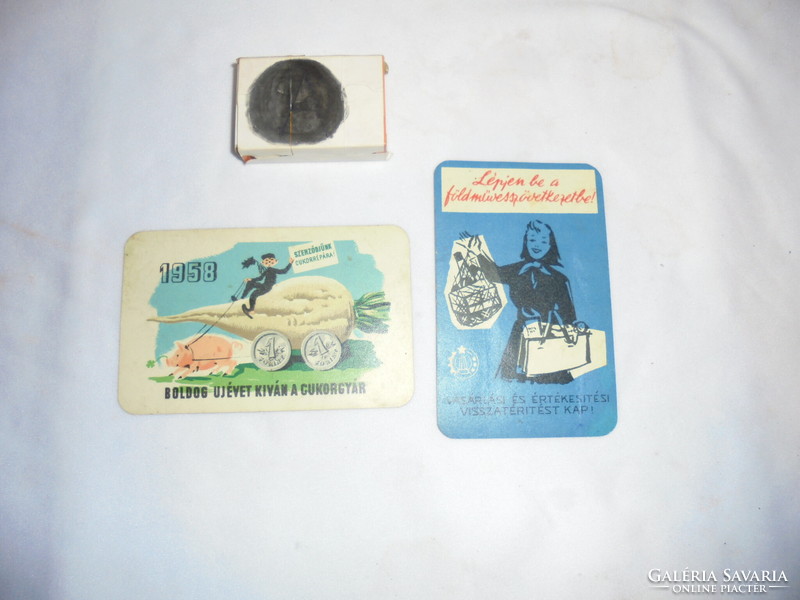 Two 1958 card calendars together - sugar factory, farmers' cooperative