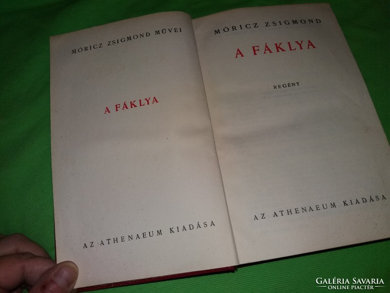 1939.Móricz Zsigmond :A fáklya regény könyv a képek szerint Athenaeum