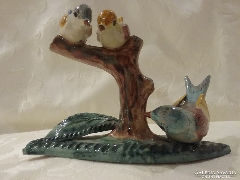 Goszthony mary antique marked pottery, birds on a branch