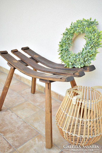 Folk style wooden bench chair