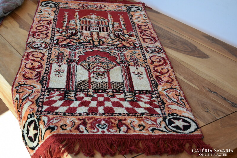 Old retro tapestry prayer rug carpet